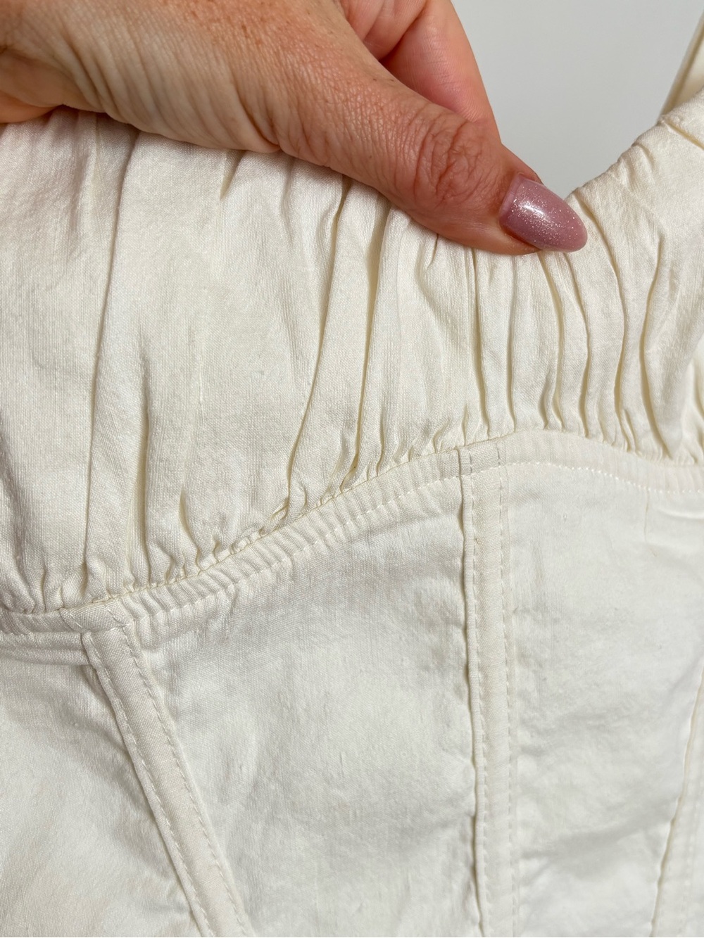 ZARA Ivory Cream Corset Bodysuit Ruched Bust Bustier Cami Strappy Top S Y2K - Picture 6 of 15